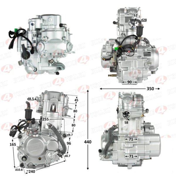 Двигатель 250см3 169MM CB250 (69x65) Zongshen 2 клапана/водянка+радиаторы
